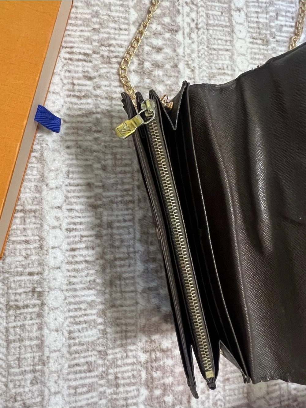 Louis Vuitton Brown Damier Chain Wallet Crossbody